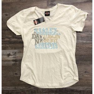 Harley Davidson Womens Large White Nassau Bahamas T Shirt New with Tags